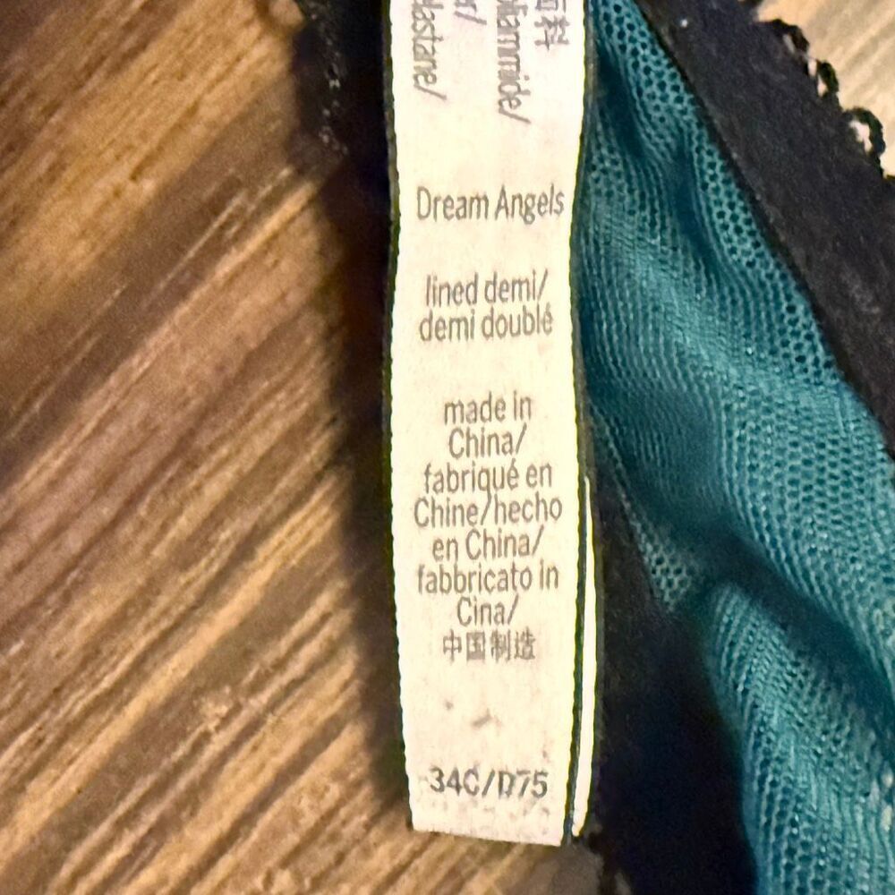 Victoria's Secret Dream Angels Lined Demi Bra Green Black Velvet 34C - Picture 4 of 8